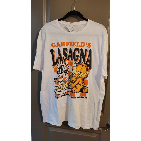 Garfield Lasagna By The Slice Comic Graphic White T-Shirt Size XXL 2X NWT - Picture 2 of 5